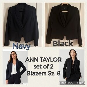Set of 2! Ann Taylor One Button Stretch Blazers - Navy Blue and Black 8 Medium